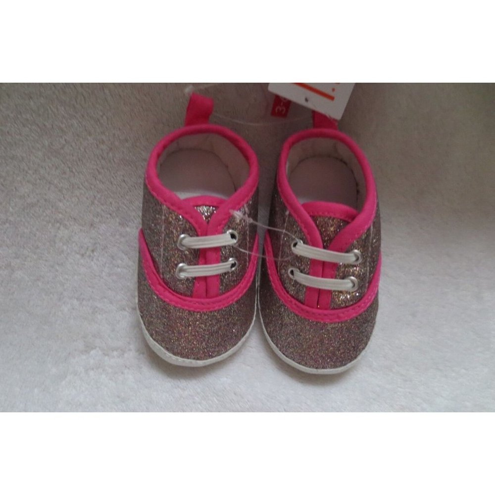 Carter's Baby Girl Sneaker Pink Glitter Style Crib Shoes Size 3-6 Months New